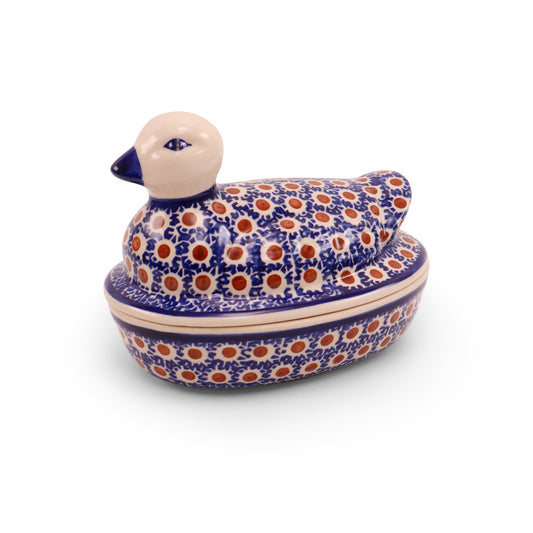 7x4x1.5 Covered Duck baker .Pattern Vintage