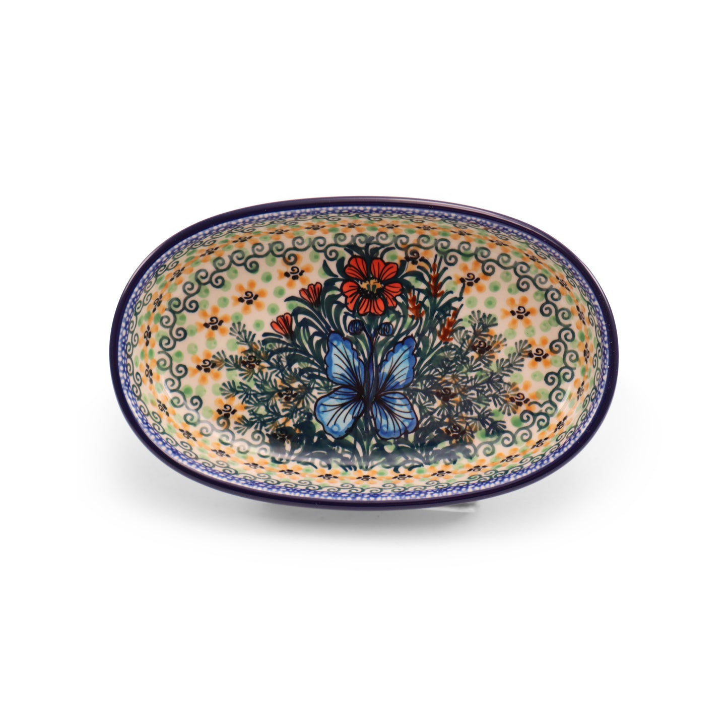 9.5"x6.5"x2.5" Oval Baker .Pattern: Garden Symphony