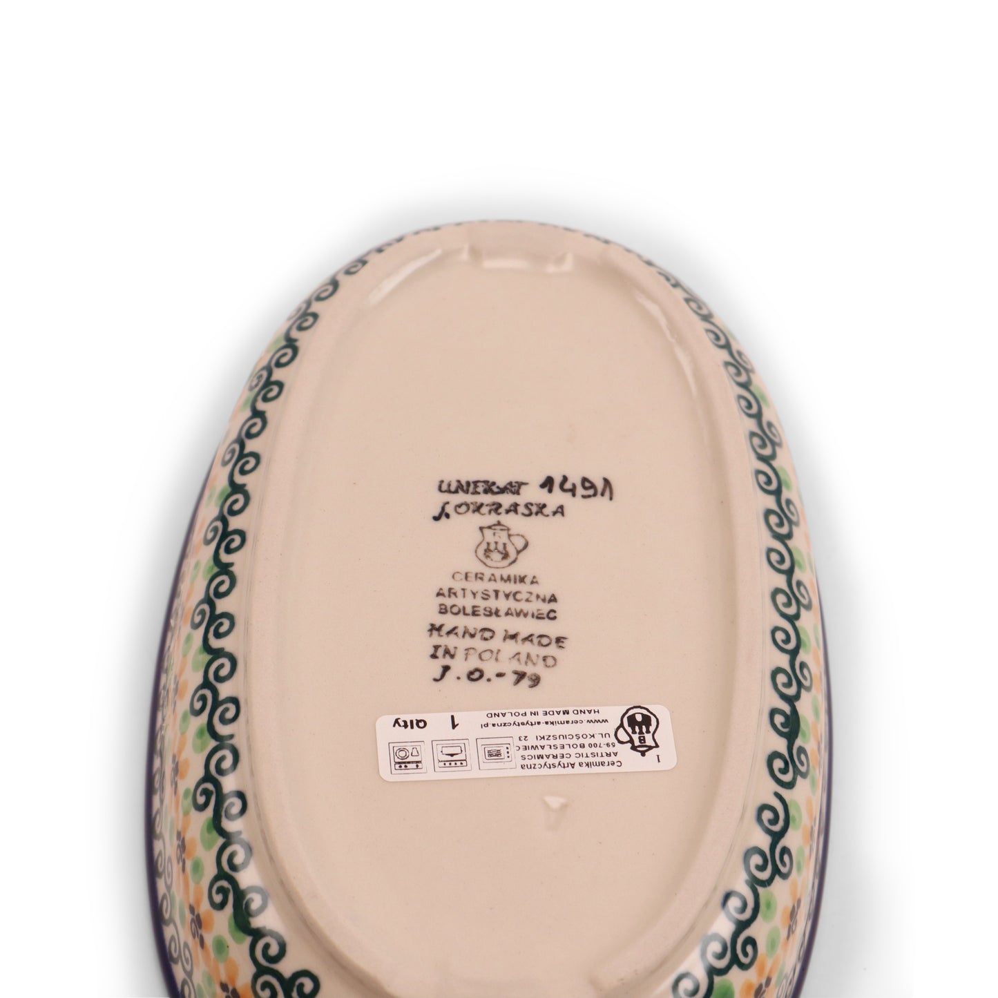 9.5"x6.5"x2.5" Oval Baker .Pattern: Garden Symphony