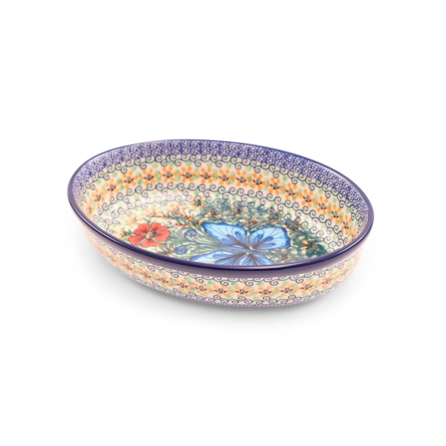 8"x5"x2" Oval Baker .Pattern: Garden Symphony