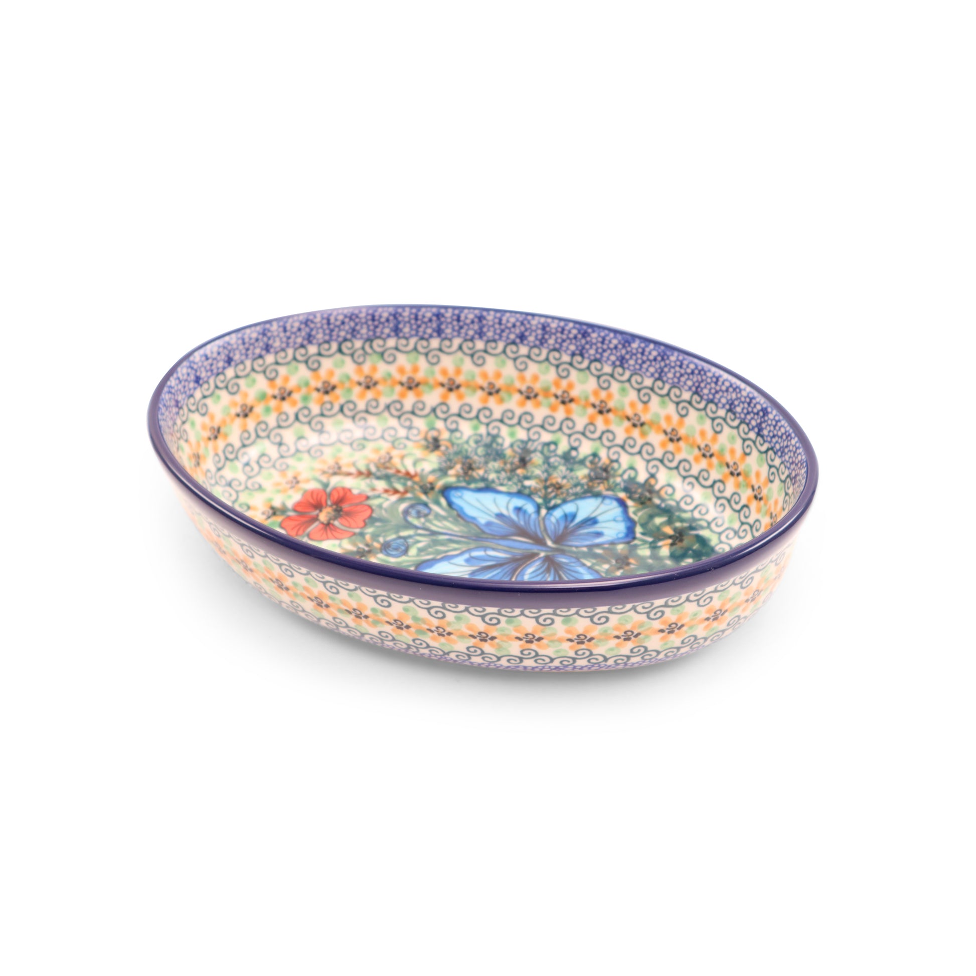 8"x5"x2" Oval Baker .Pattern: Garden Symphony