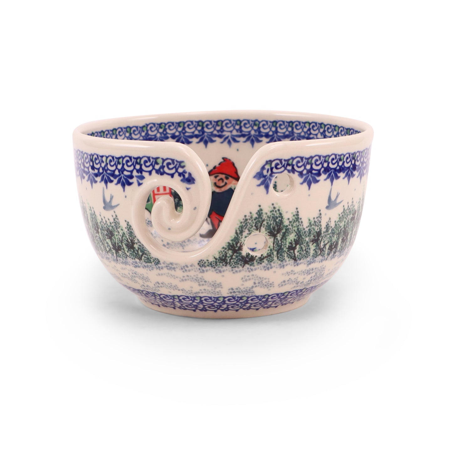 6.5"x4" Yarn Bowl. Pattern: Snowy Trek