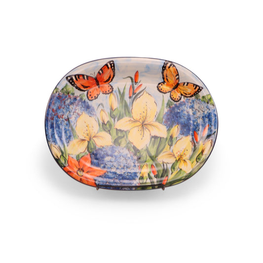 14"x11" Oval Platter LE. Pattern: Iris Bouquet