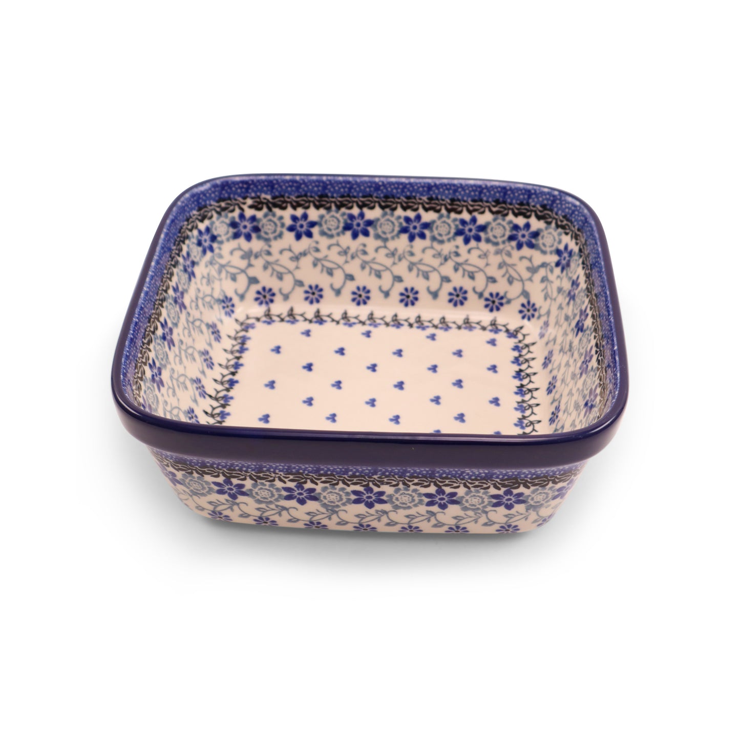 7.5"x7.5"x3" Baker .Pattern: Blue Licorice