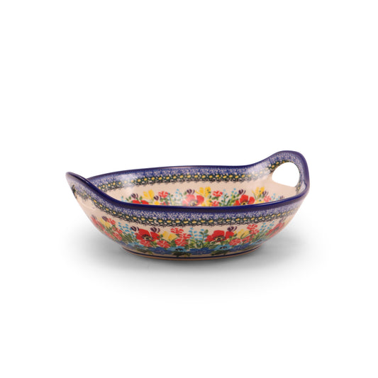 10" Bowl with Handles. Pattern: Summer Blast