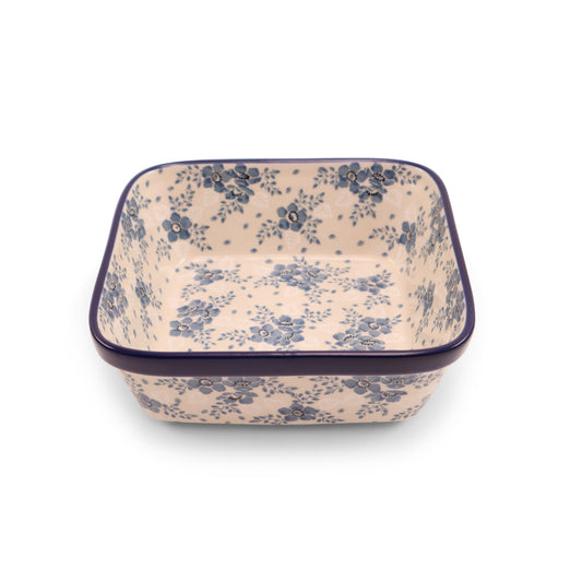 7.5"x7.5"x3" Baker .Pattern: Heather Blue