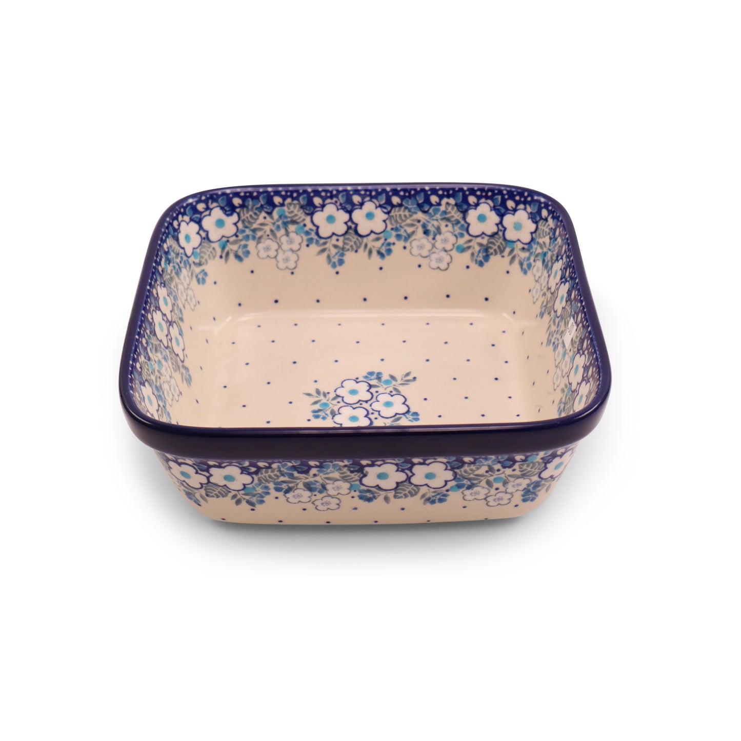 7.5"x7.5"x3" Baker .Pattern: Daisy Blue