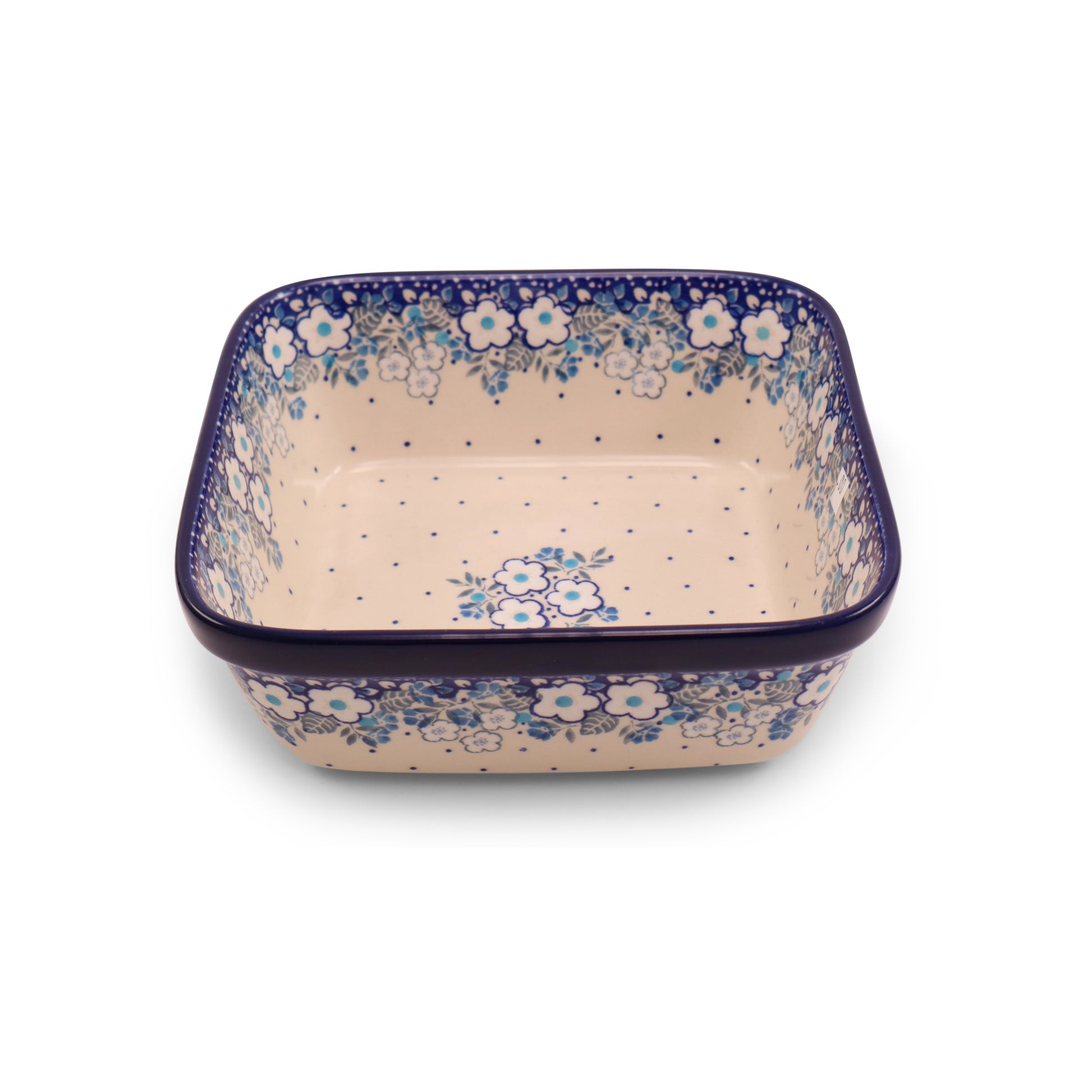 7.5"x7.5"x3" Baker .Pattern: Daisy Blue