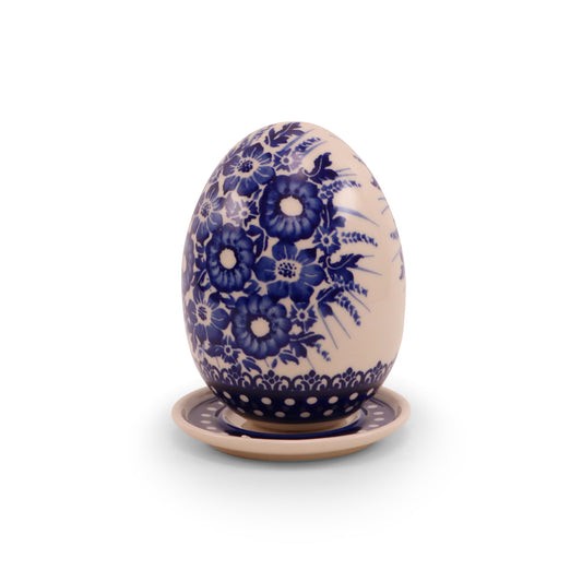 5" Large Ceramic Egg on Tray. Pattern: Bright Bouquet