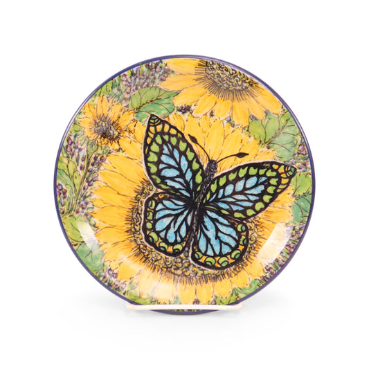 7.5" LE Dessert Plate. Pattern: Sunflower Butterfly 1