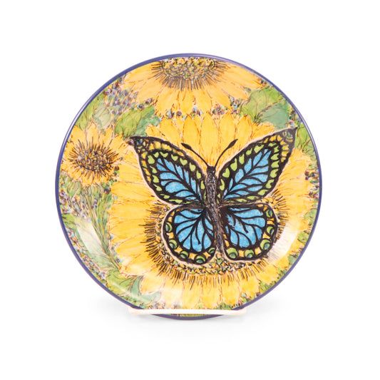 7.5" LE Dessert Plate. Pattern: Sunflower Butterfly 2