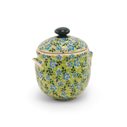 4"x5.5" Jar with Lid. Pattern: Green Monster