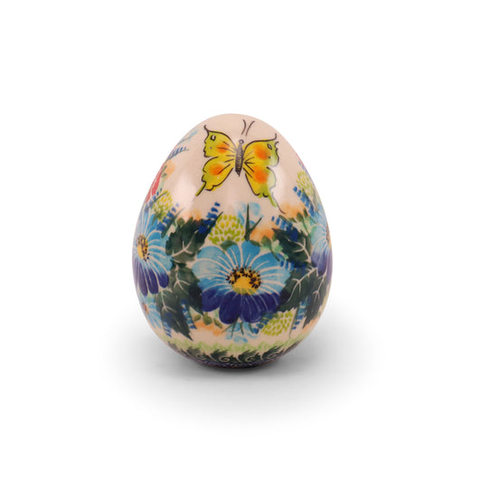 4.5"x3.5" Egg Figurine. Pattern: Citrus Butterfly