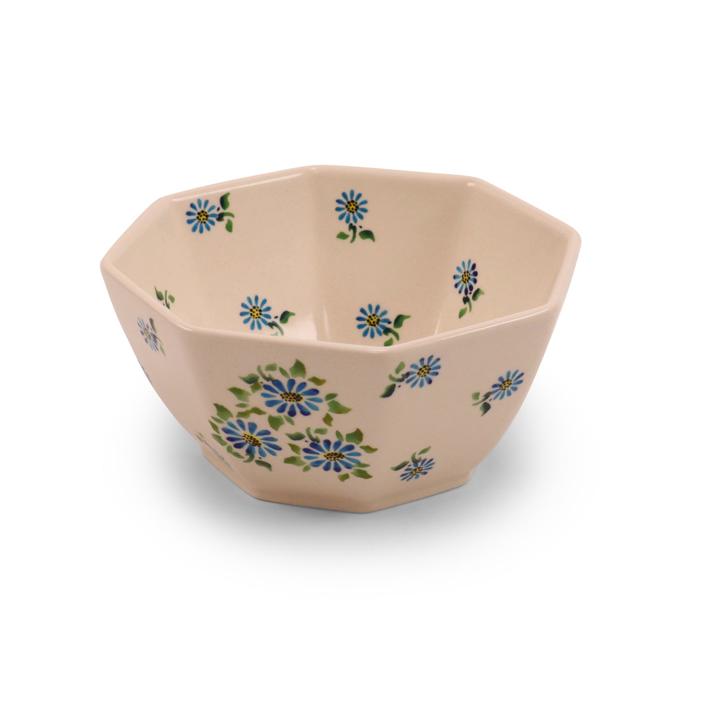 7"x3.5" Octagonal Bowl. Pattern: Morning With Daisy A