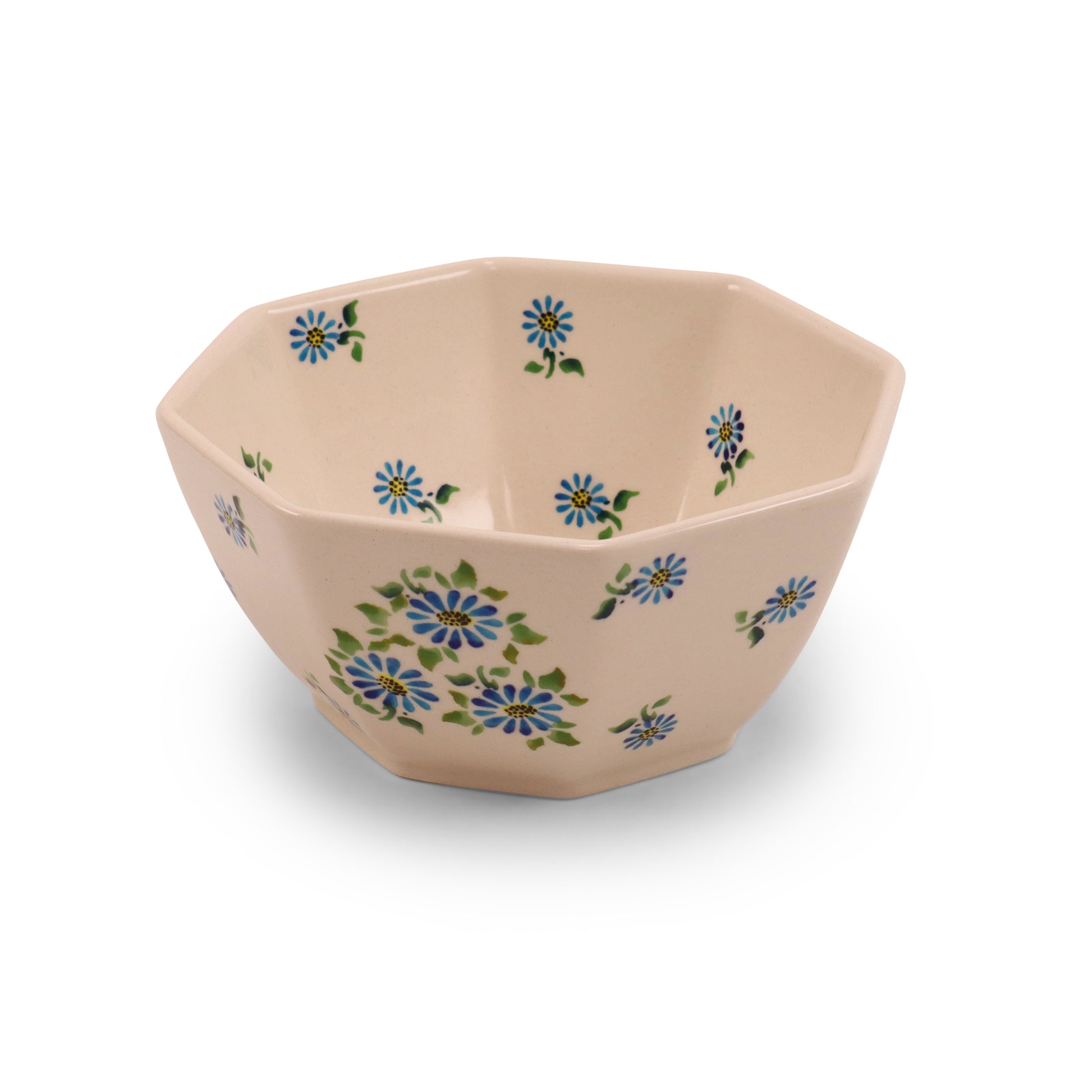 7"x3.5" Octagonal Bowl. Pattern: Morning With Daisy A