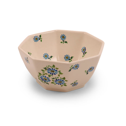 7"x3.5" Octagonal Bowl. Pattern: Morning With Daisy A