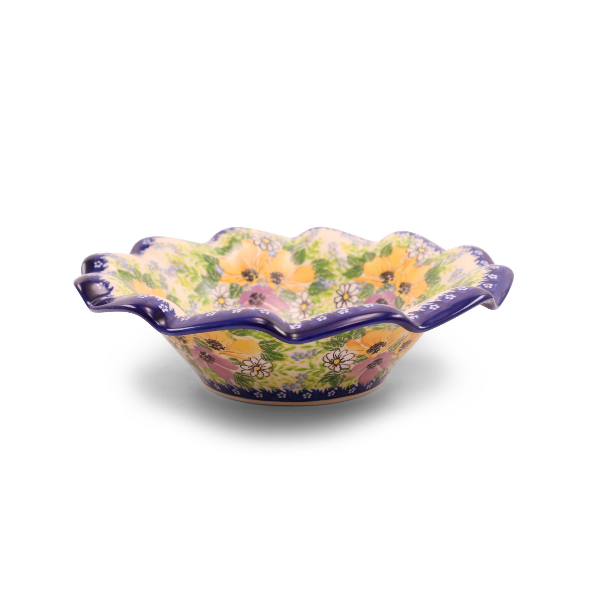 10"x3" Ruffled Bowl .Pattern: Sunshine Garden
