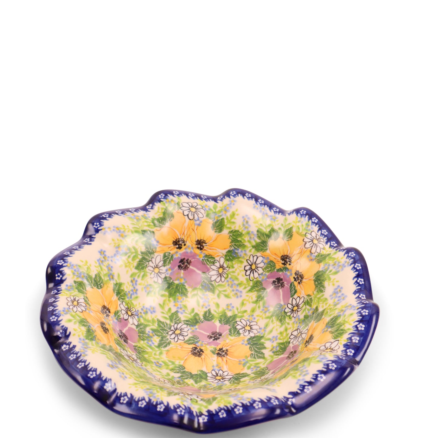 10"x3" Ruffled Bowl .Pattern: Sunshine Garden