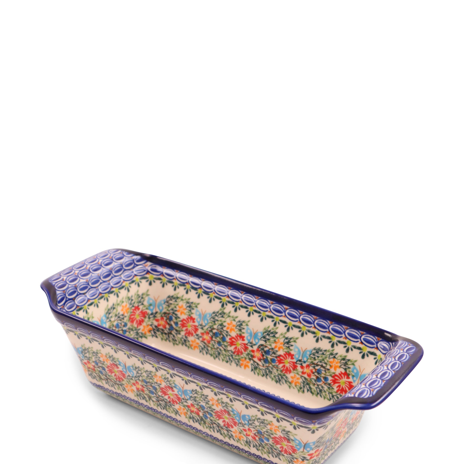 13"x5.5"x3.5" Loaf Baker .Pattern: Butterfly Wreath