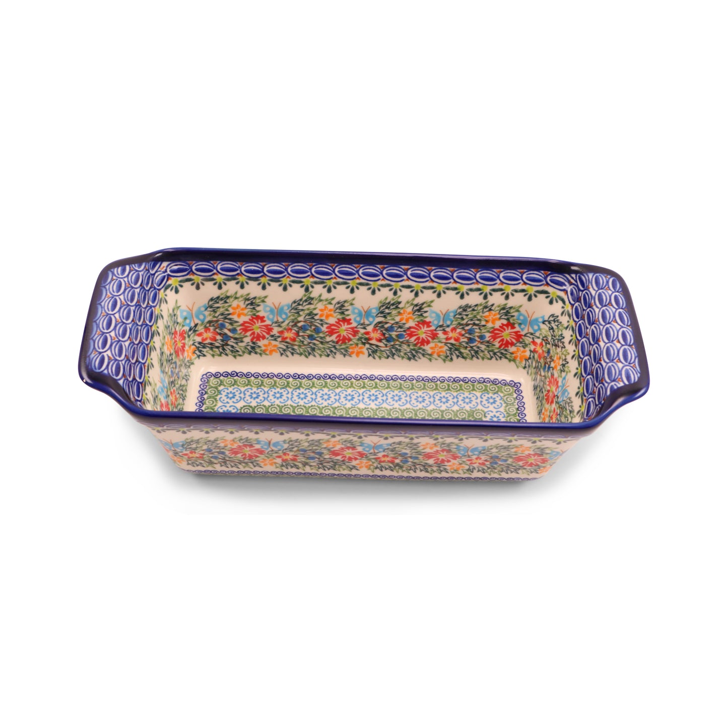 13"x5.5"x3.5" Loaf Baker .Pattern: Butterfly Wreath