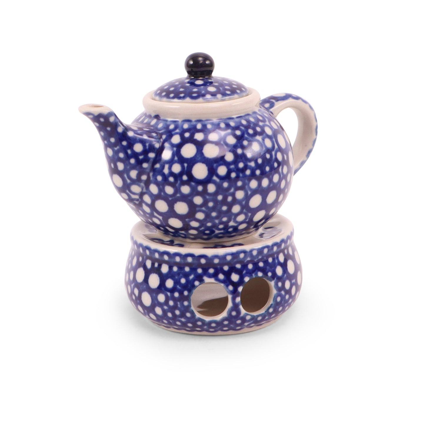 4" Mini Teapot and Warmer. Pattern: Rip Tide