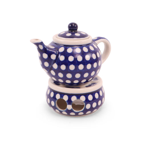 4" Mini Teapot and Warmer. Pattern: Dot to Dot