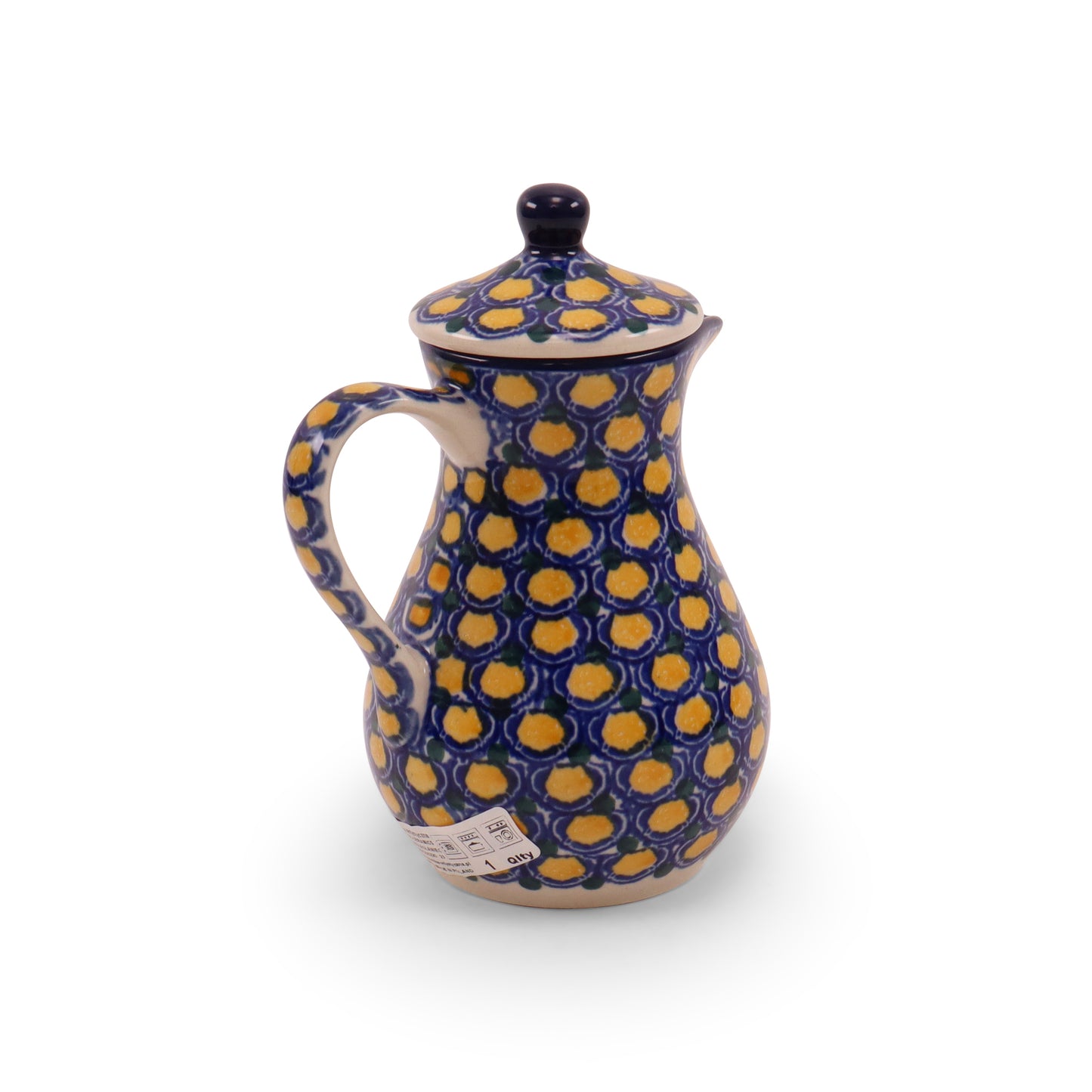 6oz Oil Jug w Lid. Pattern: Lemon Drops