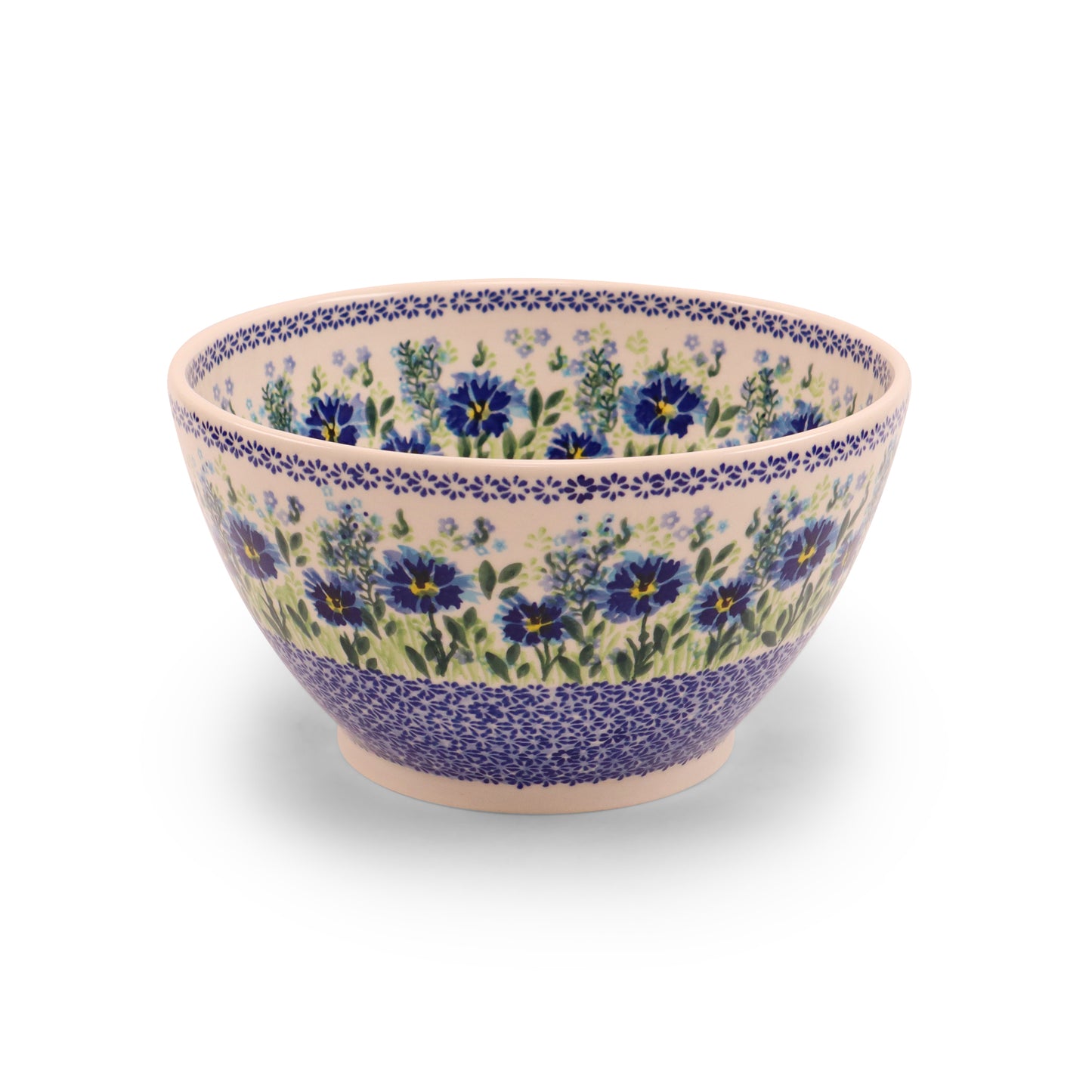 10"x5.5" Round Bowl. Pattern: Cornflower