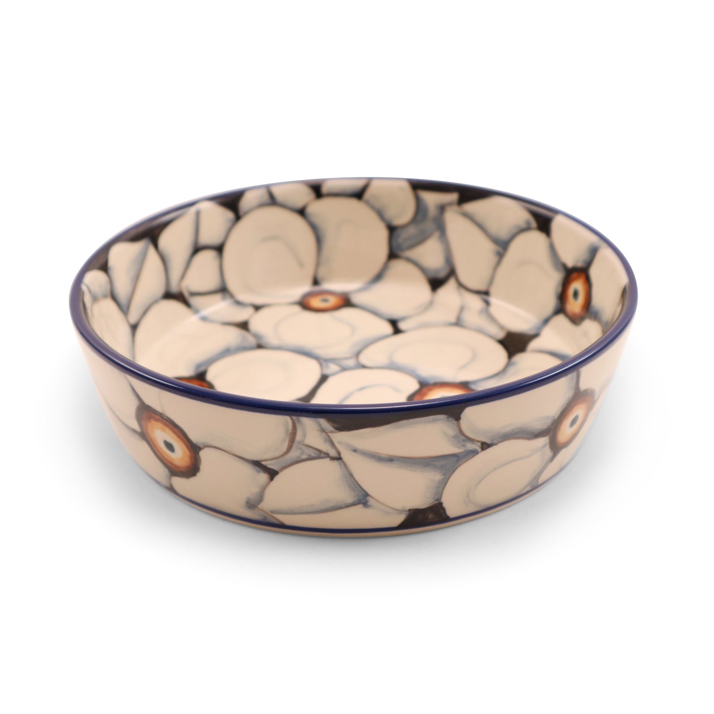 8"x2" Shallow Round Bowl. Pattern: Magnolia