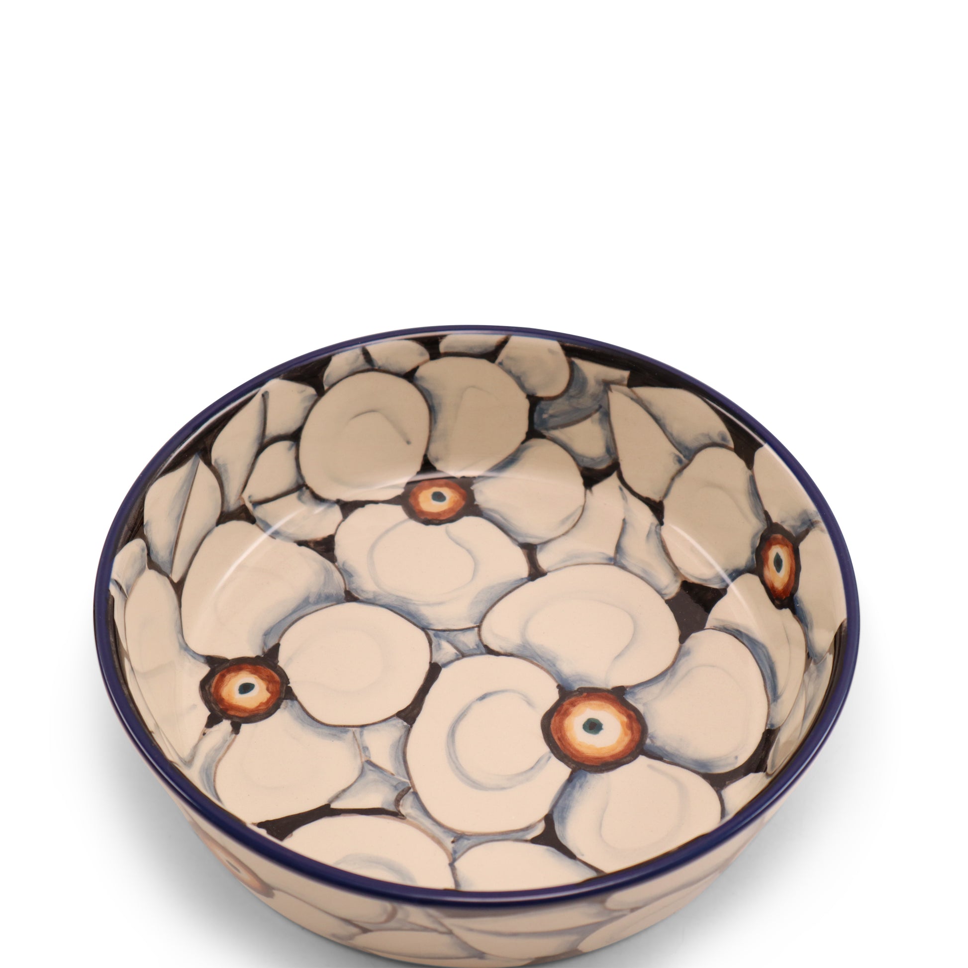 8"x2" Shallow Round Bowl. Pattern: Magnolia