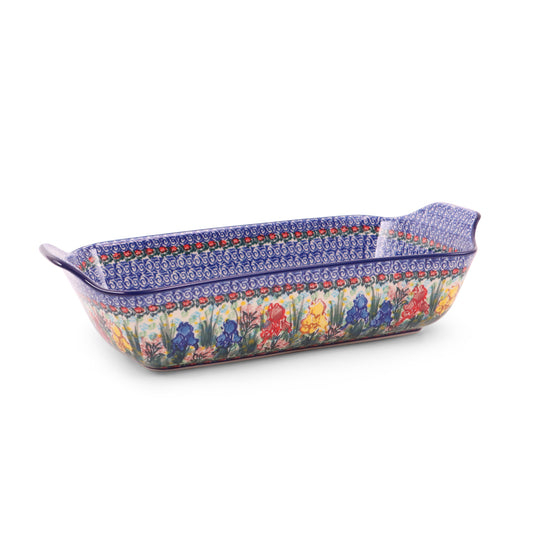 14"x7" Rectangular Baker with Handles. Pattern: Dreamscape