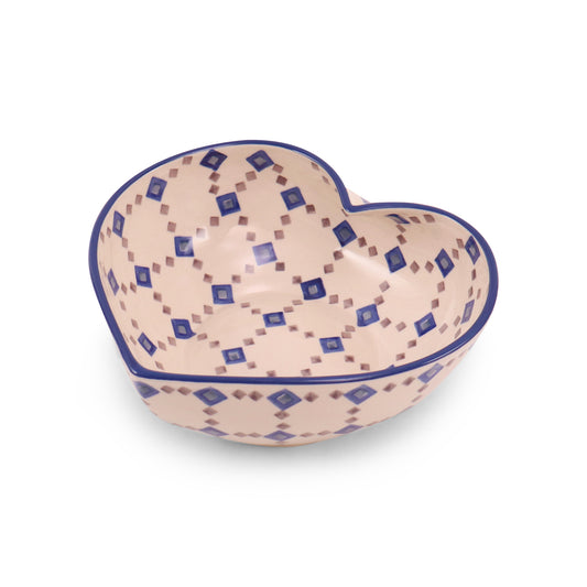 8.5"x7.5" Large Heart Bowl. Pattern: Diamonds