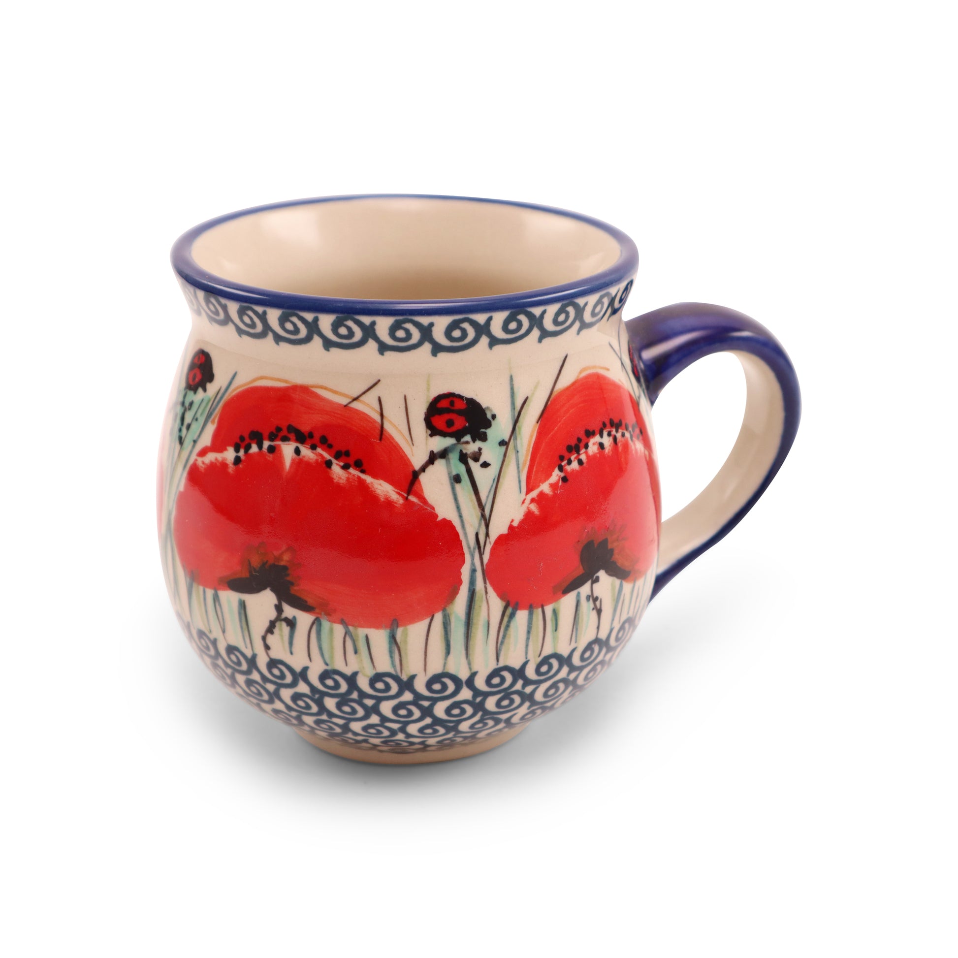 12oz Belly Mug .Pattern: Poppy
