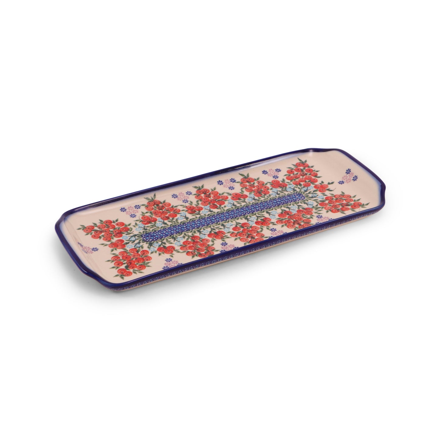 16"x6.5" Rectangular Serving Tray. Pattern: Red Berries