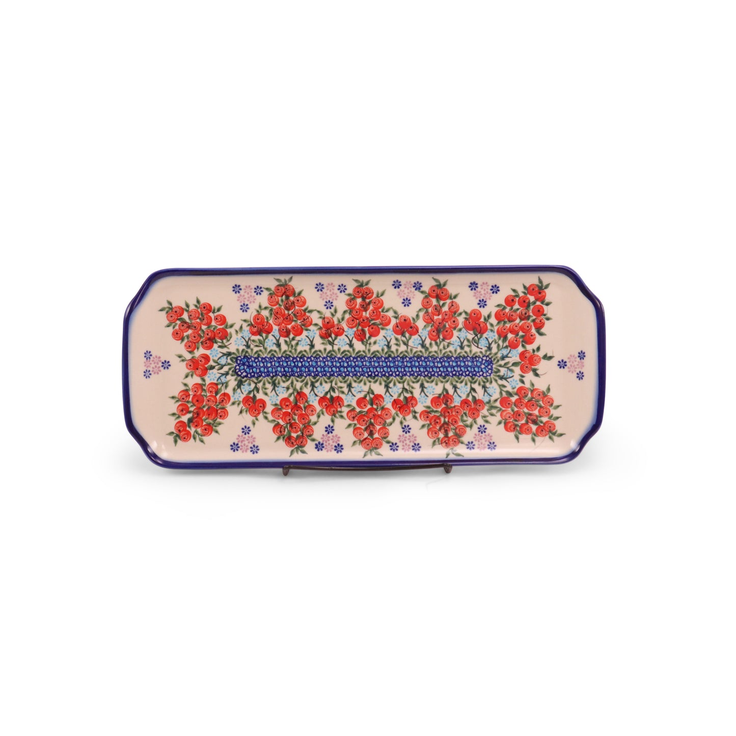 16"x6.5" Rectangular Serving Tray. Pattern: Red Berries