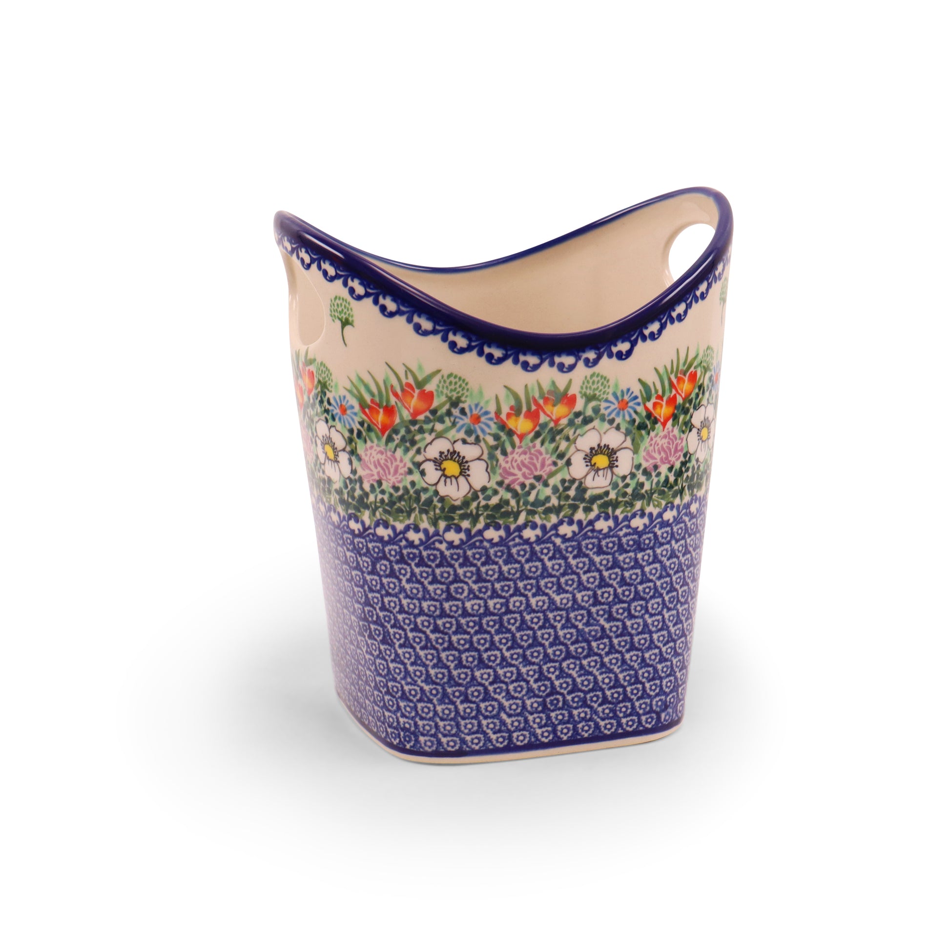 8.5"x5" Basket with Handles. Pattern: Spring Meadow