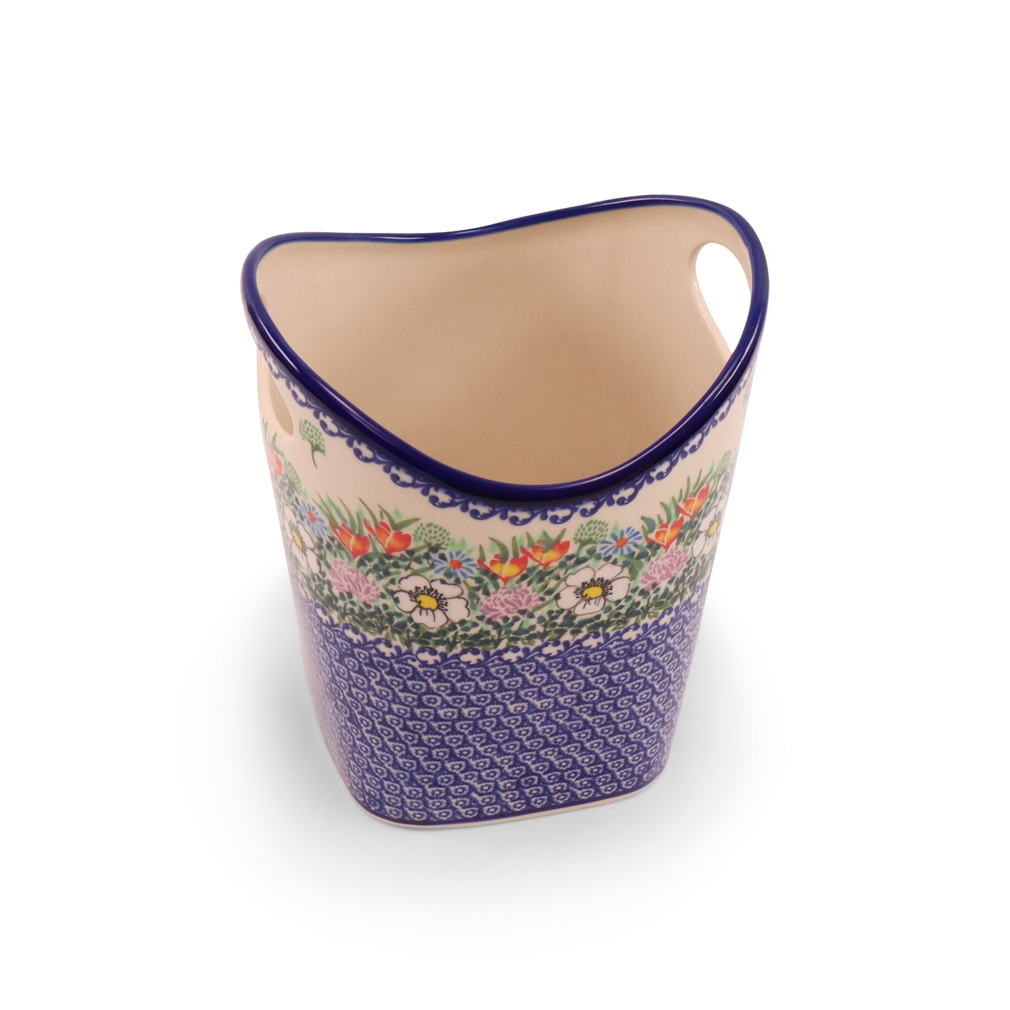 8.5"x5" Basket with Handles. Pattern: Spring Meadow