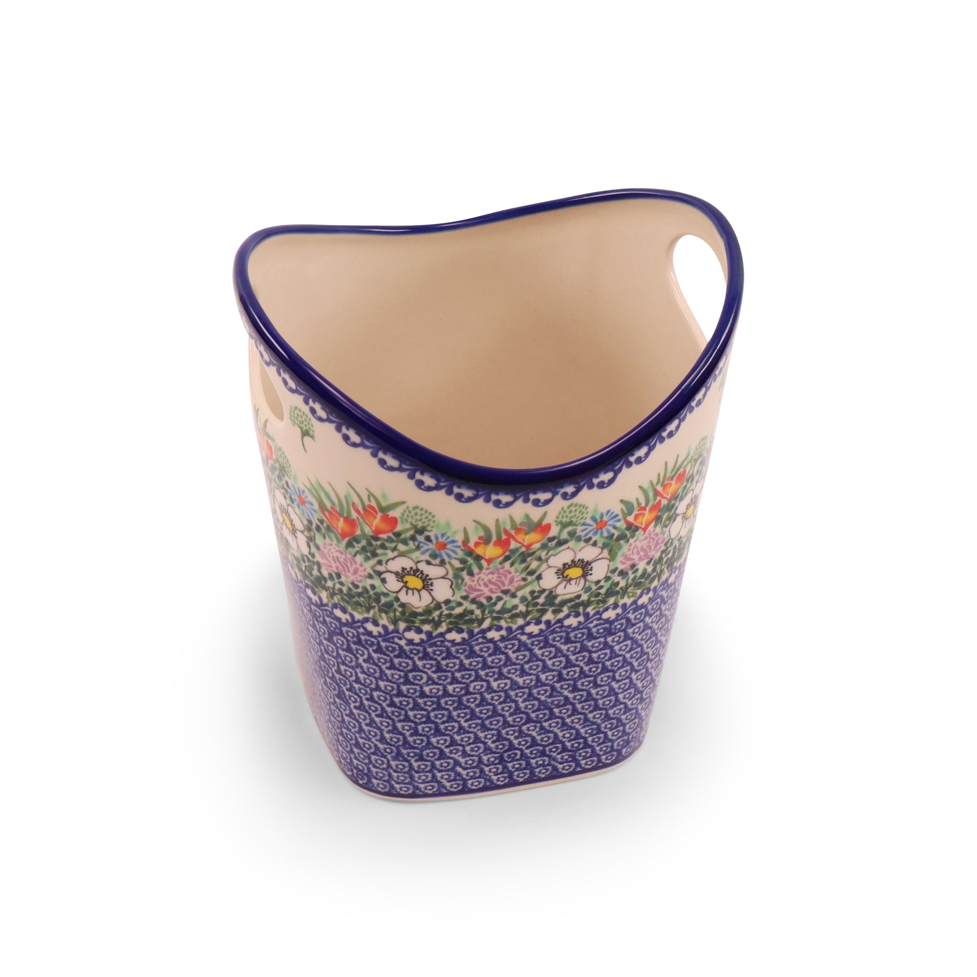 8.5"x5" Basket with Handles. Pattern: Spring Meadow