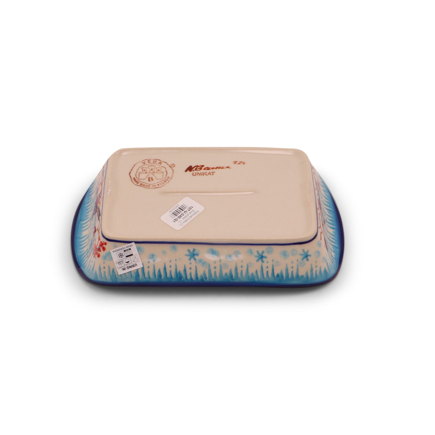 5.5"x9" Rectangular Tray with Handles. Pattern: Cardinal Chill