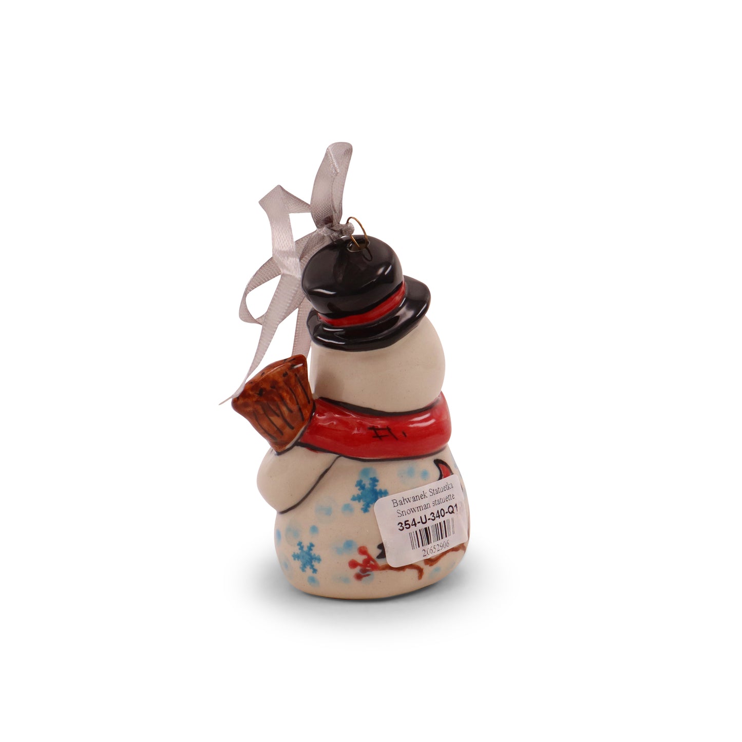 2.5"x4" Snowman Ornament. Pattern: Cardinal Chill