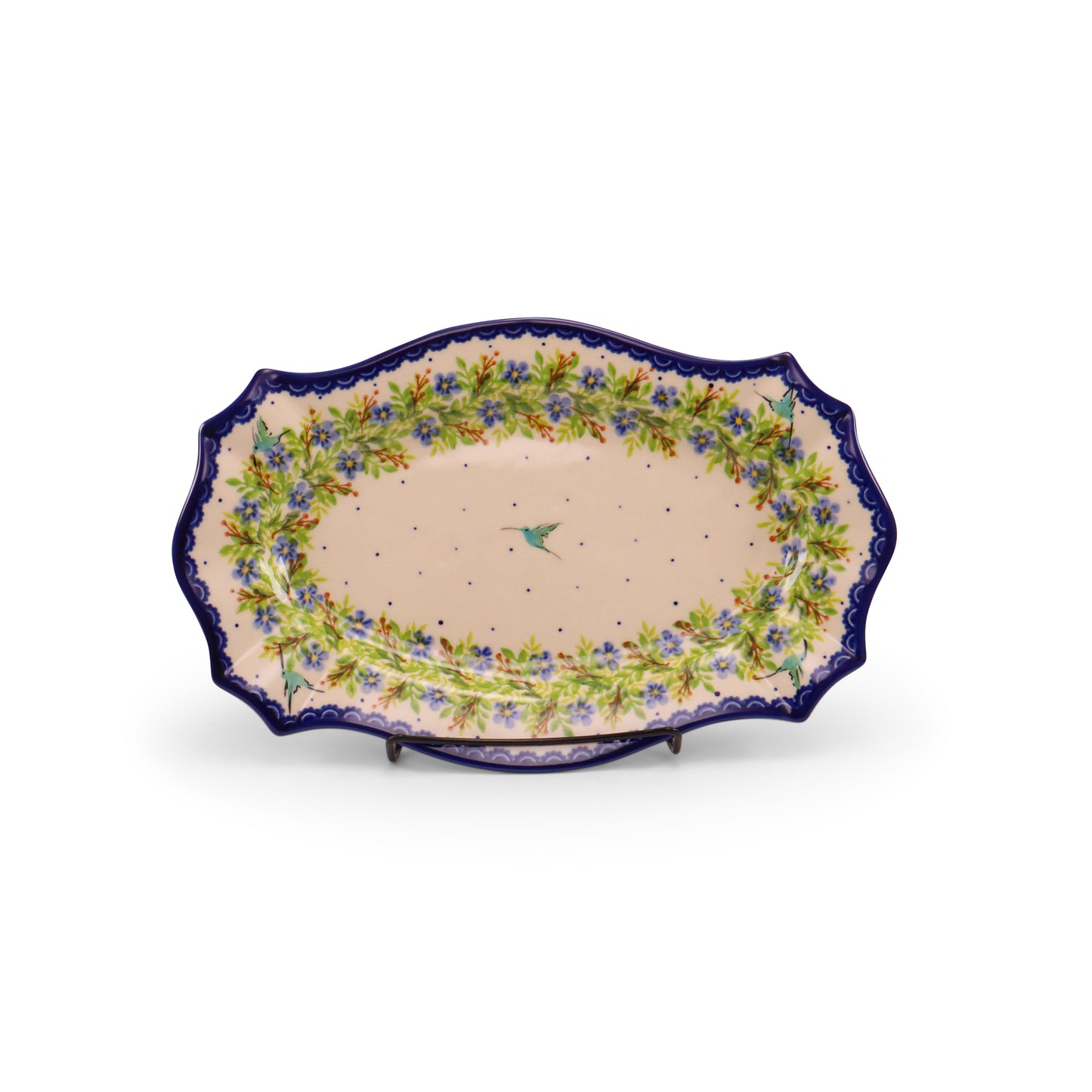 14"x8.5" Platter. Pattern: Green Humming