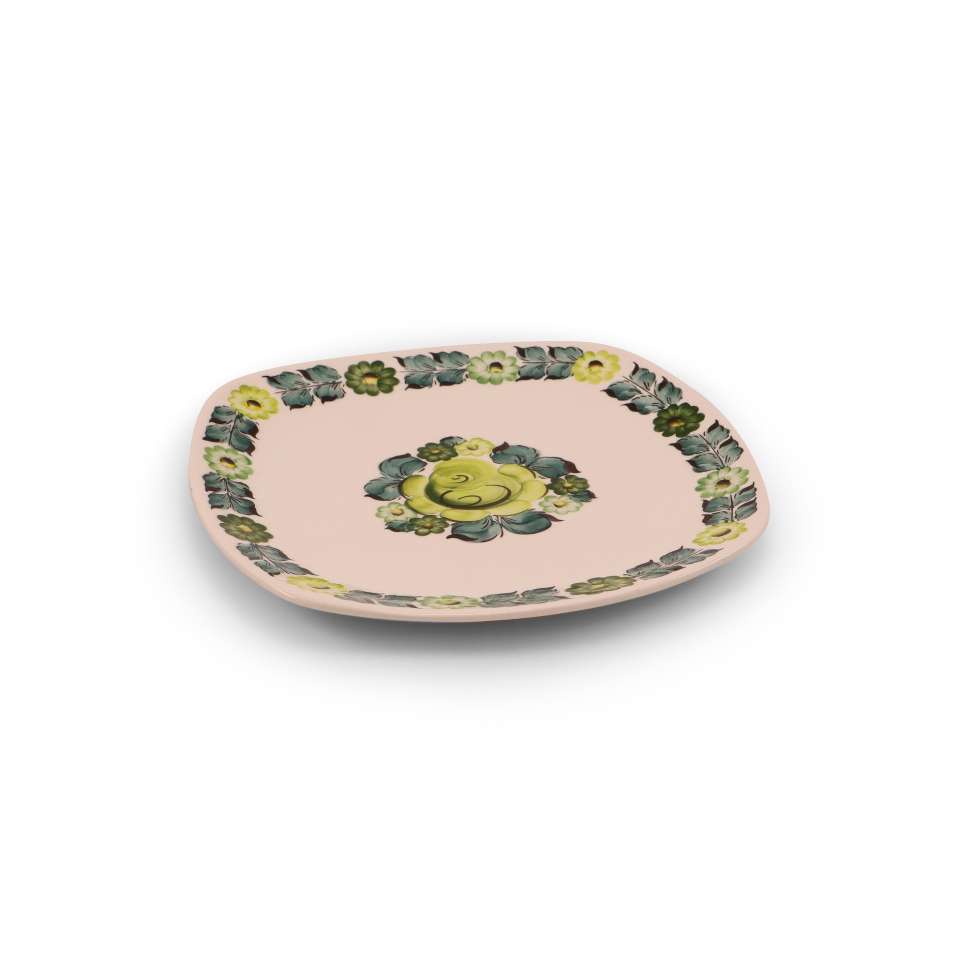 10" Square Plate 2Q. Pattern: Green