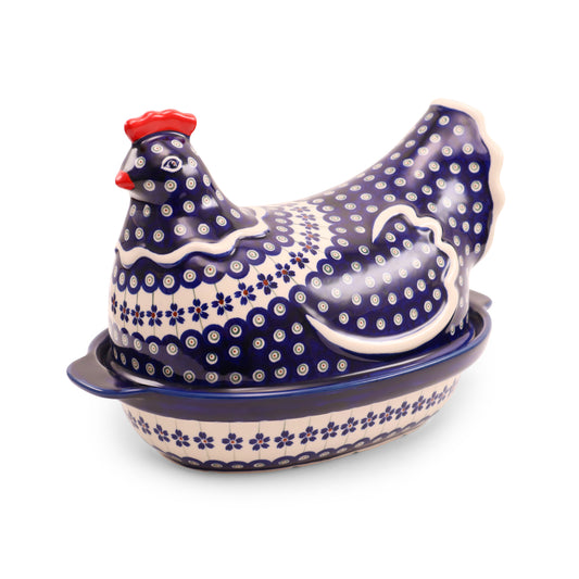 13"x8"x9" Hen Roaster .Pattern: Flowering Peacock