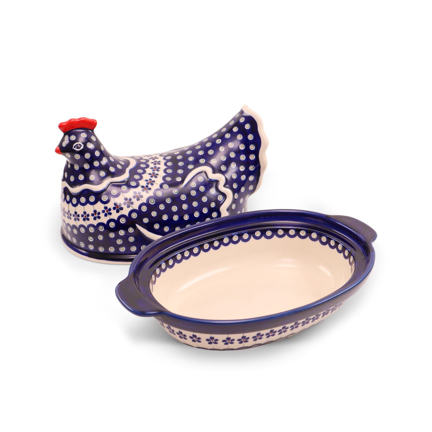 13"x8"x9" Hen Roaster .Pattern: Flowering Peacock