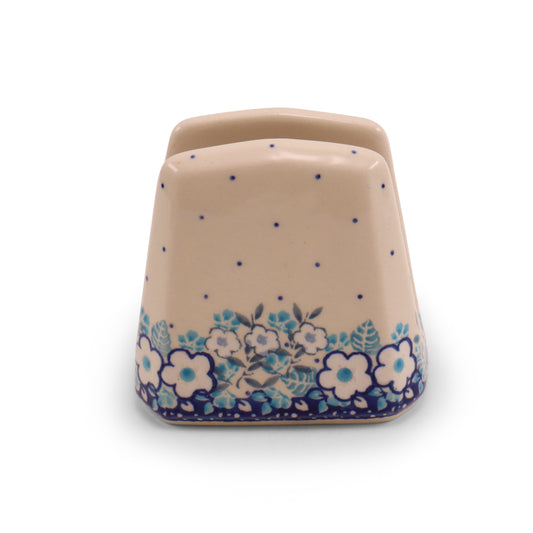 3.5"x4"x2.5" Napkin Holder. Pattern: Blue Flowers