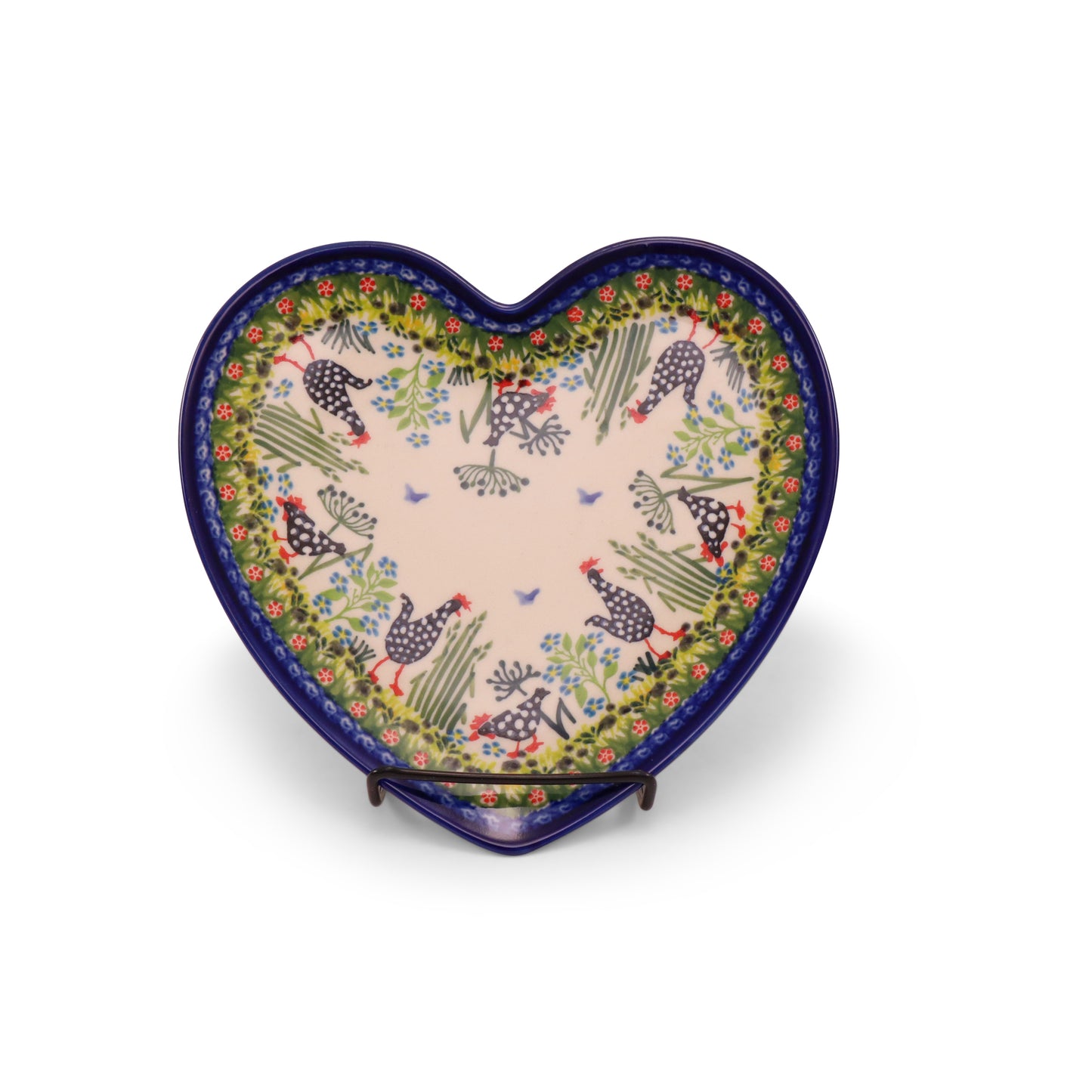 8.5"x7" Heart Plate. Pattern: Polish Chicken