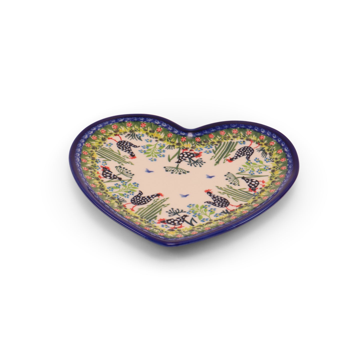 8.5"x7" Heart Plate. Pattern: Polish Chicken