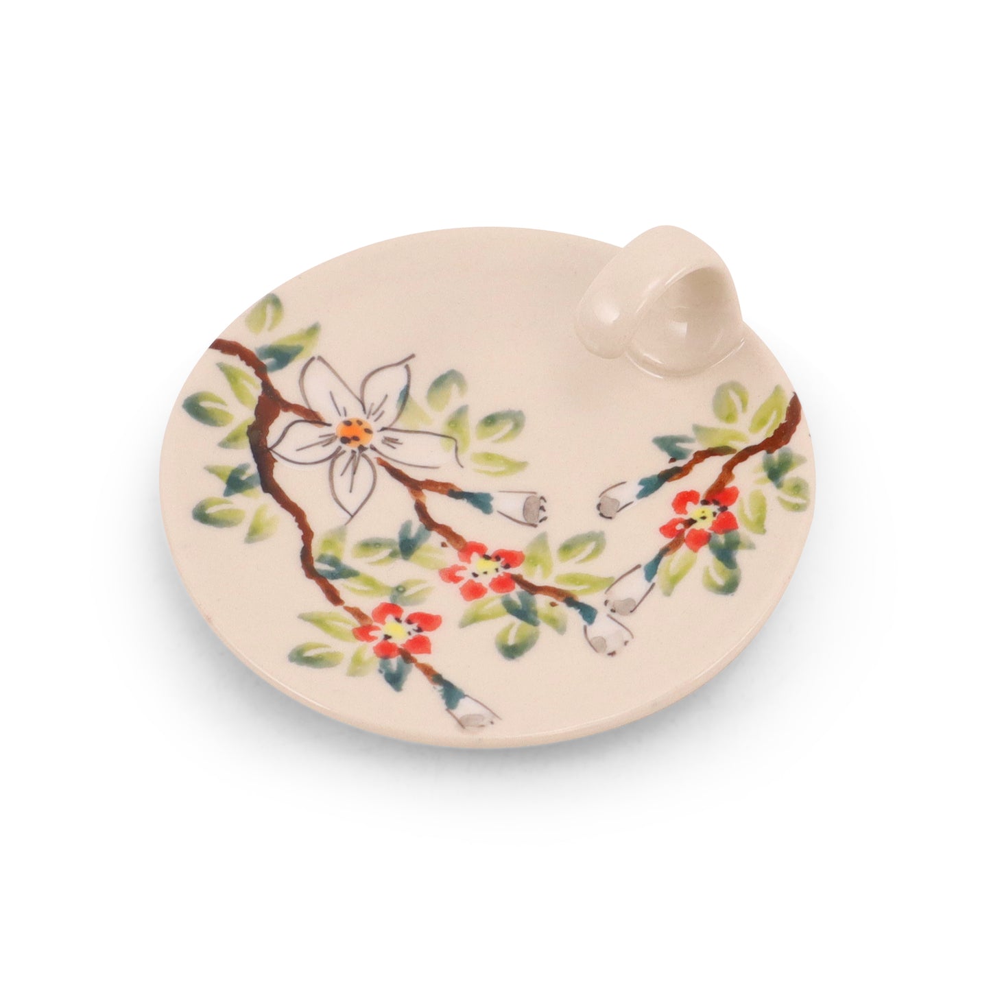 3.5" Anka Mug Lid/Teabag Holder. Pattern: Apple Blossom