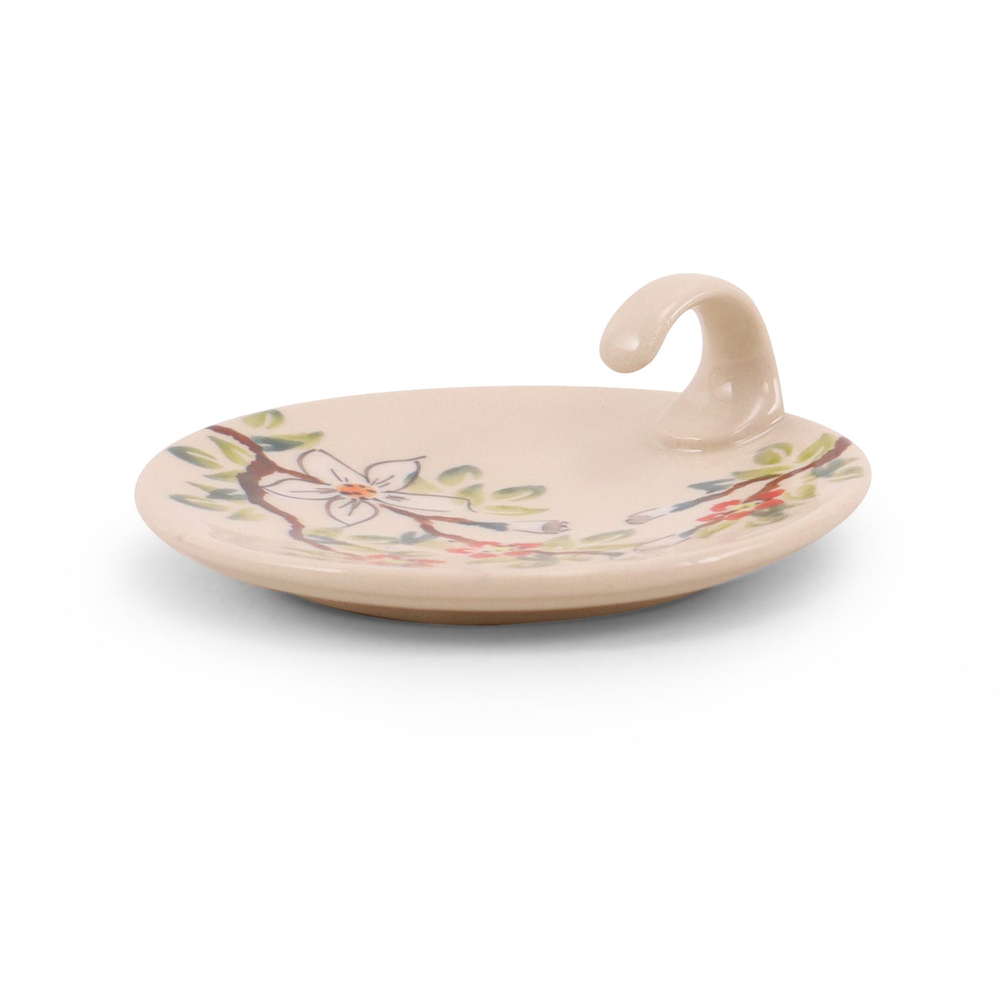 3.5" Anka Mug Lid/Teabag Holder. Pattern: Apple Blossom