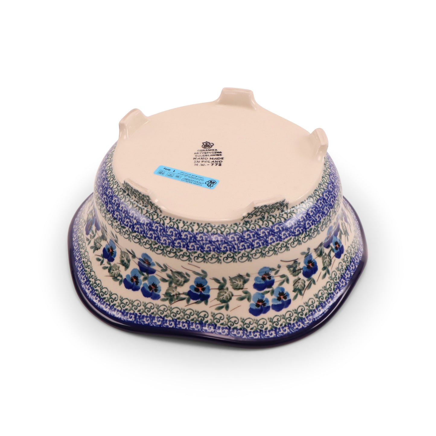 10"x4" Wavy Bowl on Pedestal. Pattern: Pansy World